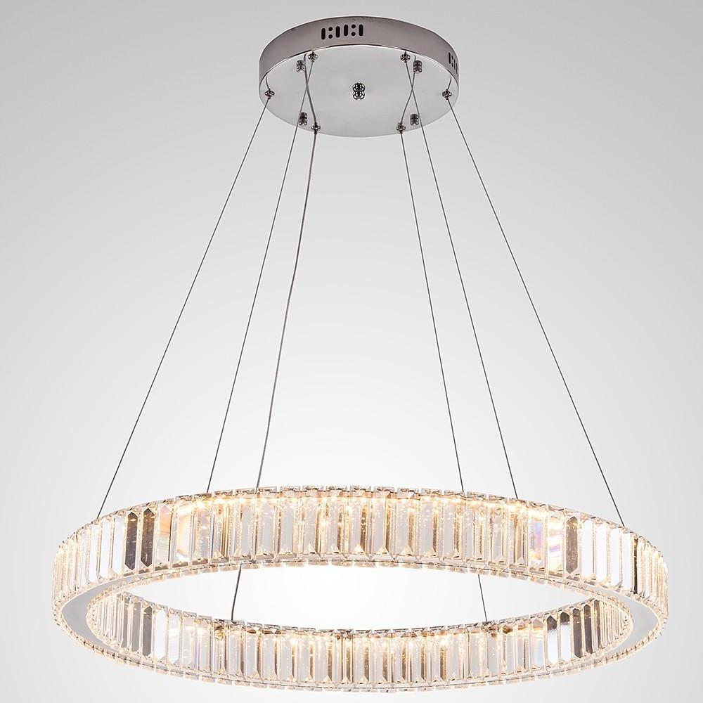 Luxury Gold Crystal Ring Chandelier Modern Integrated LED Wagon Wheel Pendant Light for Dining Room