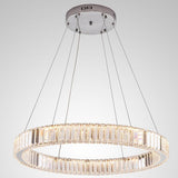 Luxury Gold Crystal Ring Chandelier Modern Integrated LED Wagon Wheel Pendant Light for Dining Room