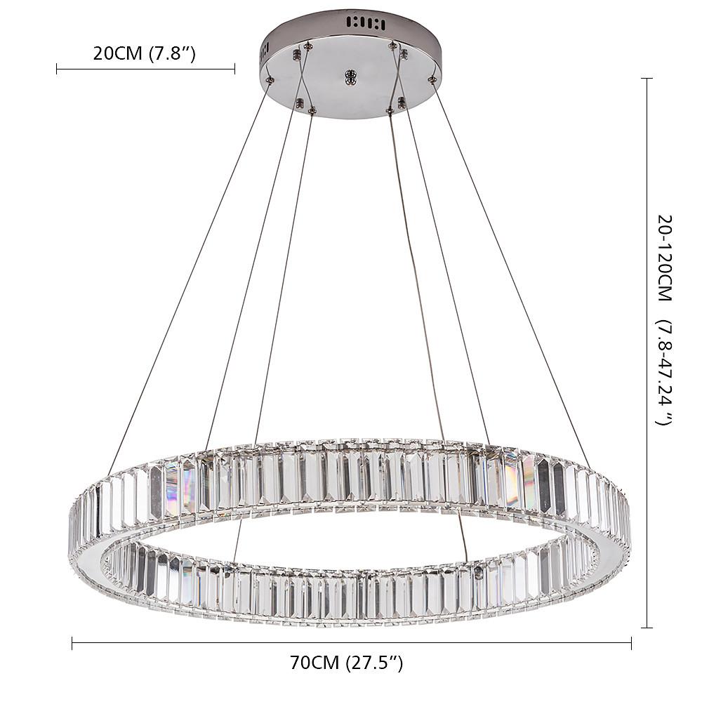 Luxury Gold Crystal Ring Chandelier Modern Integrated LED Wagon Wheel Pendant Light for Dining Room