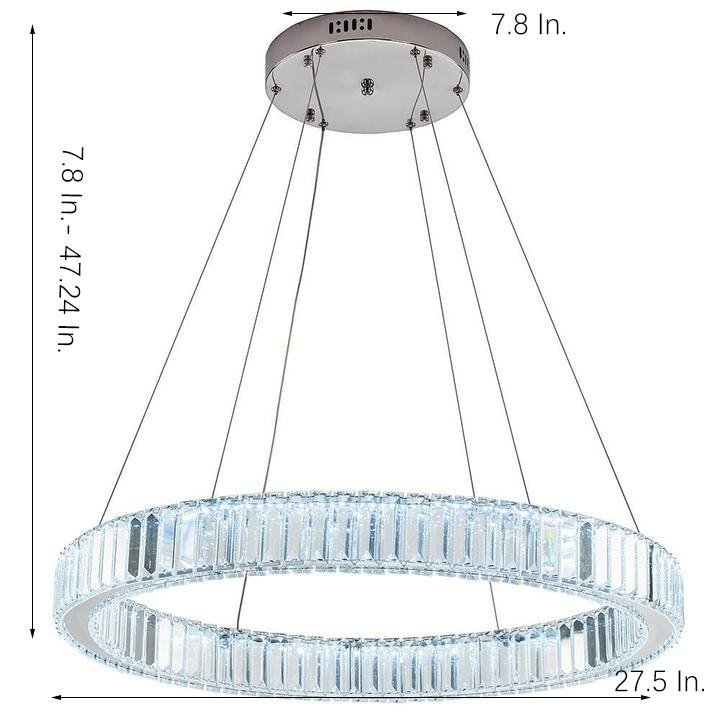 Luxury Gold Crystal Ring Chandelier Modern Integrated LED Wagon Wheel Pendant Light for Dining Room