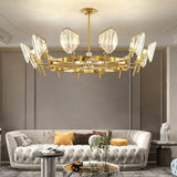 Luxury Gold Metal Ring Crystal Chandelier Elegant Pendant Lighting for Living and Dining Rooms