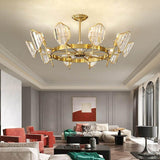 Luxury Gold Metal Ring Crystal Chandelier Elegant Pendant Lighting for Living and Dining Rooms