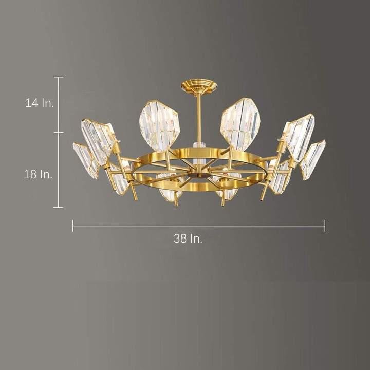 Luxury Gold Metal Ring Crystal Chandelier Elegant Pendant Lighting for Living and Dining Rooms