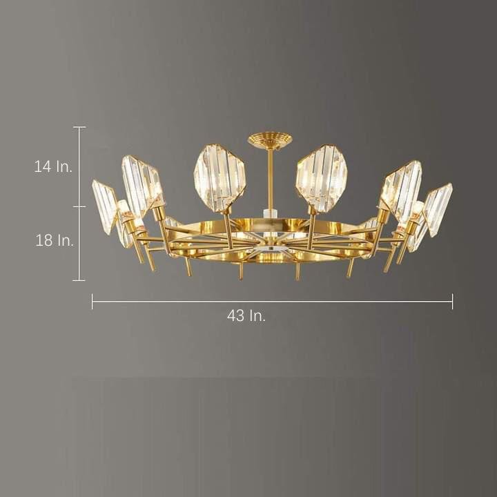 Luxury Gold Metal Ring Crystal Chandelier Elegant Pendant Lighting for Living and Dining Rooms