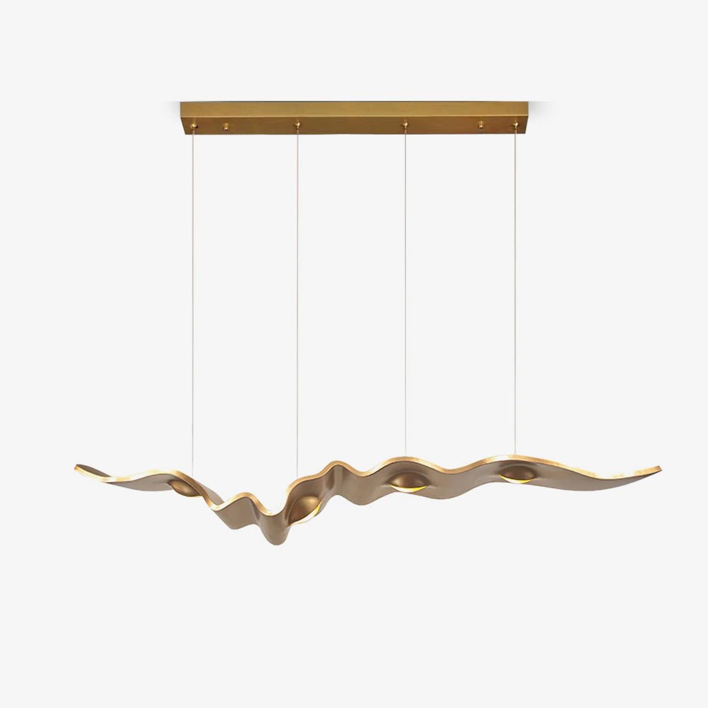Luxury Gold Ribbon Crown LED Pendant Light Modern Hanging Chandelier Fixture