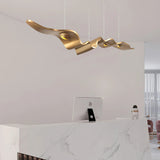 Luxury Gold Ribbon Crown LED Pendant Light Modern Hanging Chandelier Fixture