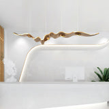 Luxury Gold Ribbon Crown LED Pendant Light Modern Hanging Chandelier Fixture