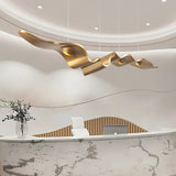 Luxury Gold Ribbon Crown LED Pendant Light Modern Hanging Chandelier Fixture