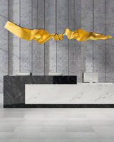 Luxury Gold Ribbon Crown LED Pendant Light Modern Hanging Chandelier Fixture