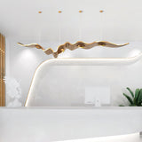 Luxury Gold Ribbon Crown LED Pendant Light Modern Hanging Chandelier Fixture