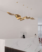 Luxury Gold Ribbon Crown LED Pendant Light Modern Hanging Chandelier Fixture
