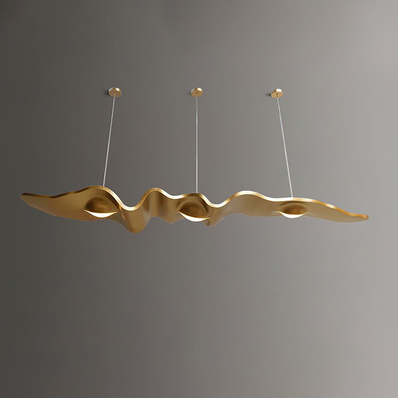 Luxury Gold Ribbon Crown LED Pendant Light Modern Hanging Chandelier Fixture