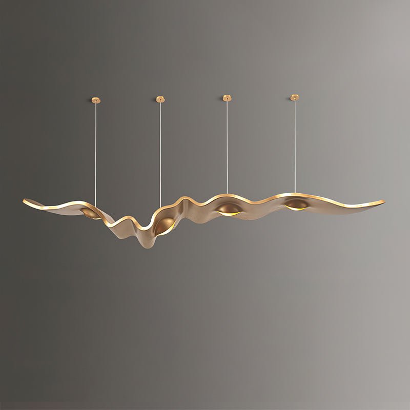 Luxury Gold Ribbon Crown LED Pendant Light Modern Hanging Chandelier Fixture