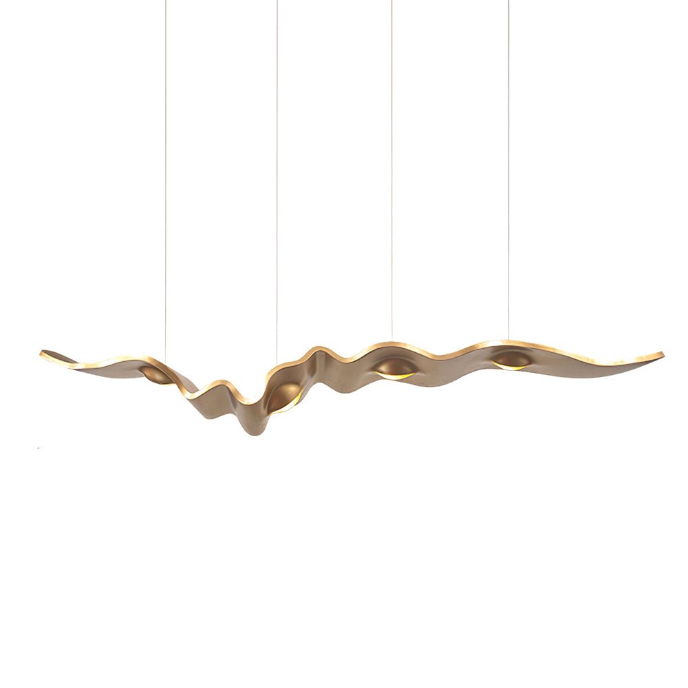 Luxury Gold Ribbon Crown LED Pendant Light Modern Hanging Chandelier Fixture