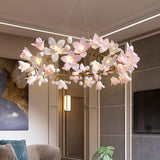 Luxury Handcrafted Ceramic Blossom Chandelier Brass Floral Pendant Ceiling Light Fixture