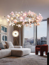 Luxury Handcrafted Ceramic Blossom Chandelier Brass Floral Pendant Ceiling Light Fixture