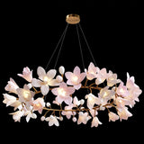 Luxury Handcrafted Ceramic Blossom Chandelier Brass Floral Pendant Ceiling Light Fixture