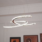 Luxury K9 Crystal Double C Ring Pendant Light Modern Silver Stainless Steel LED Chandelier Lighting