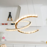 Luxury K9 Crystal Double C Ring Pendant Light Modern Silver Stainless Steel LED Chandelier Lighting