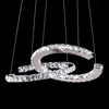 Luxury K9 Crystal Double C Ring Pendant Light Modern Silver Stainless Steel LED Chandelier Lighting