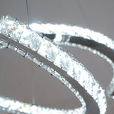 Luxury K9 Crystal Double C Ring Pendant Light Modern Silver Stainless Steel LED Chandelier Lighting