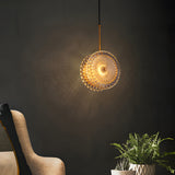 Luxury LED Crystal Glass Disc Pendant Light Modern Round Gold Hanging Lamp for Dining Room and Bedroom