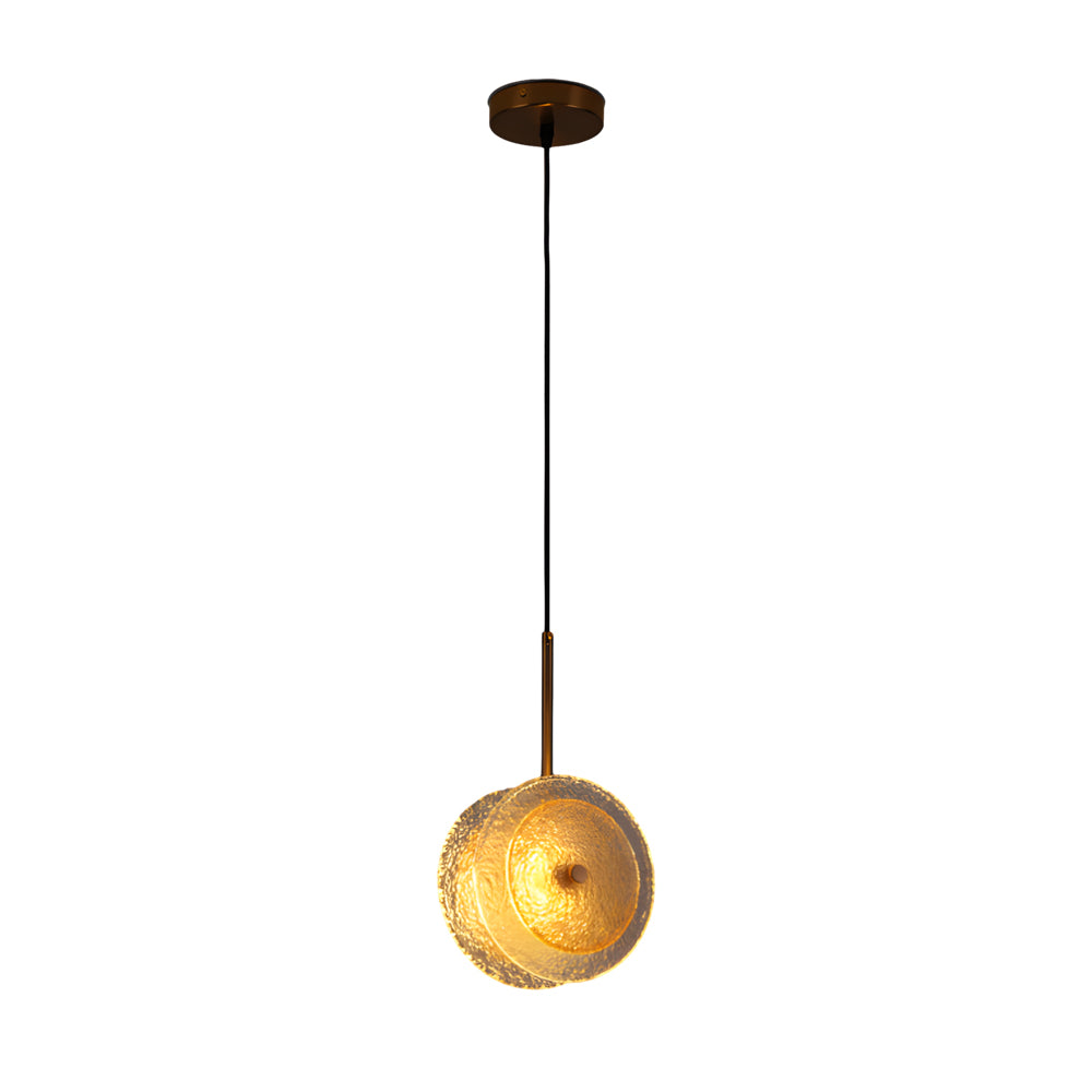 Luxury LED Crystal Glass Disc Pendant Light Modern Round Gold Hanging Lamp for Dining Room and Bedroom