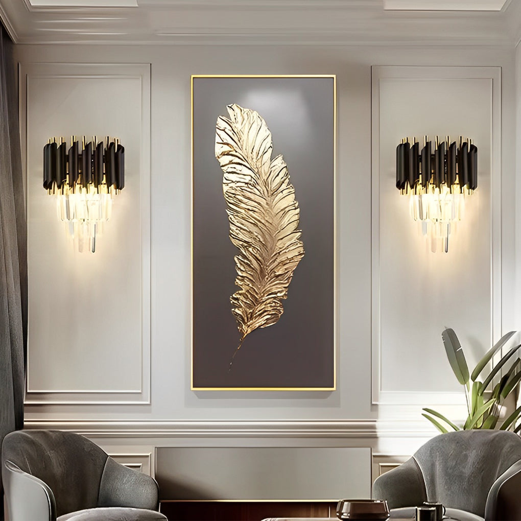 Luxury Modern Crystal Wall Sconce Gold and Black Hardware LED Light Fixture for Bedroom