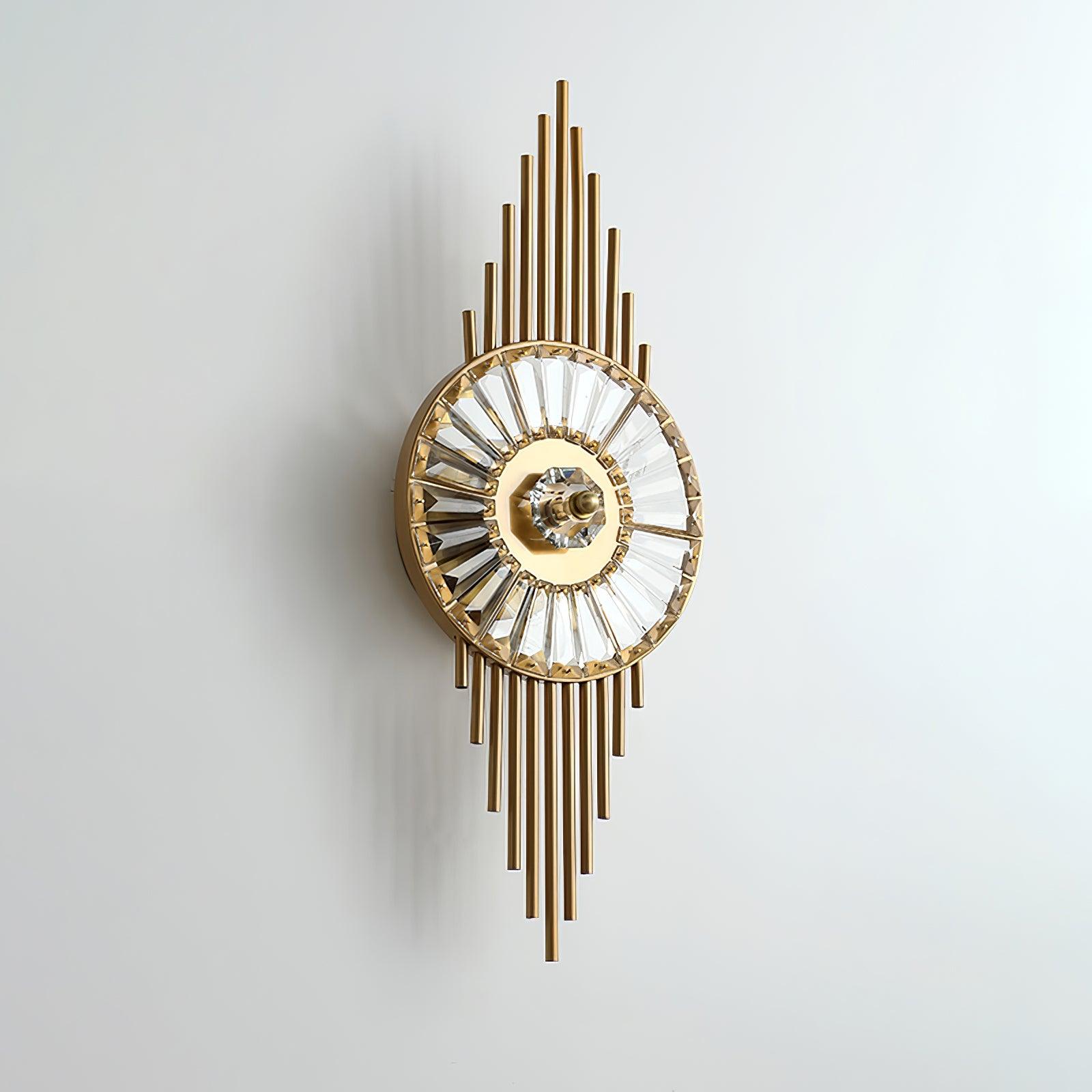 Luxury Modern Gold Wall Sconce with Gear Patterned Crystal Glass Shade and Stainless Steel Body