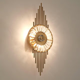 Luxury Modern Gold Wall Sconce with Gear Patterned Crystal Glass Shade and Stainless Steel Body