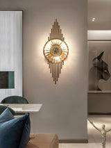 Luxury Modern Gold Wall Sconce with Gear Patterned Crystal Glass Shade and Stainless Steel Body