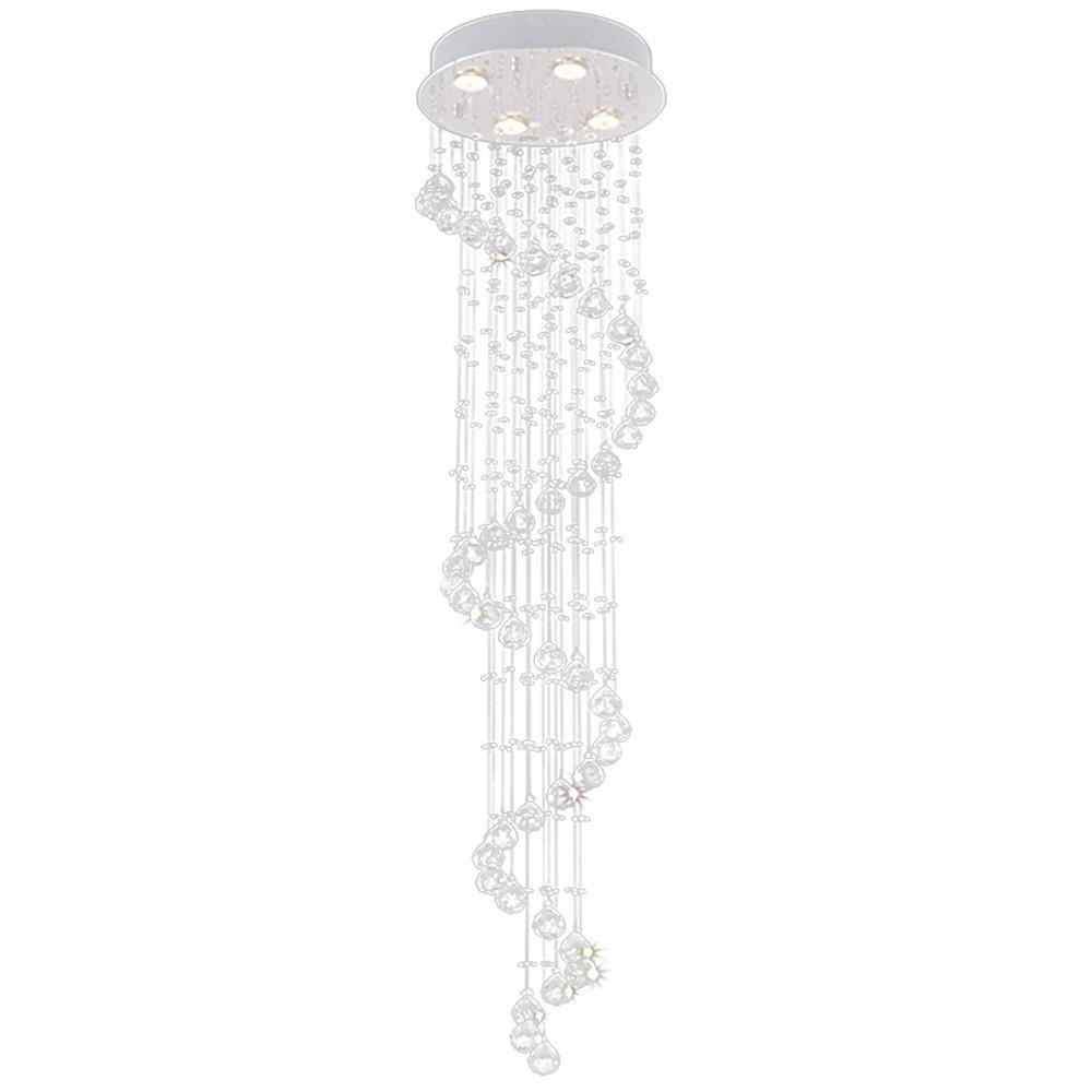 Luxury Modern Spiral Crystal Chandelier LED Electroplated Metal Ceiling Light Fixture