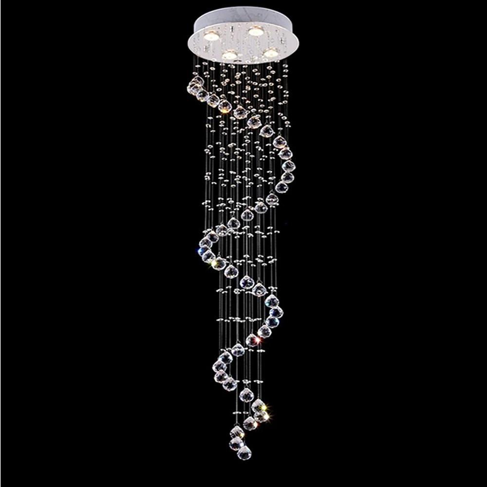Luxury Modern Spiral Crystal Chandelier LED Electroplated Metal Ceiling Light Fixture
