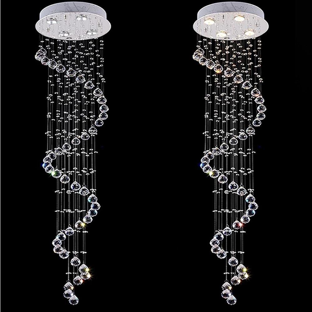 Luxury Modern Spiral Crystal Chandelier LED Electroplated Metal Ceiling Light Fixture