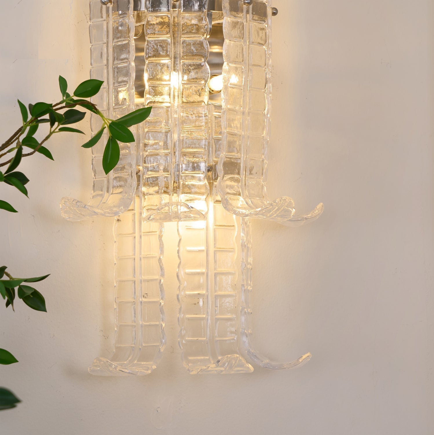 Luxury Murano Glass Textured Wall Sconce Modern Chrome Indoor Lighting Fixture