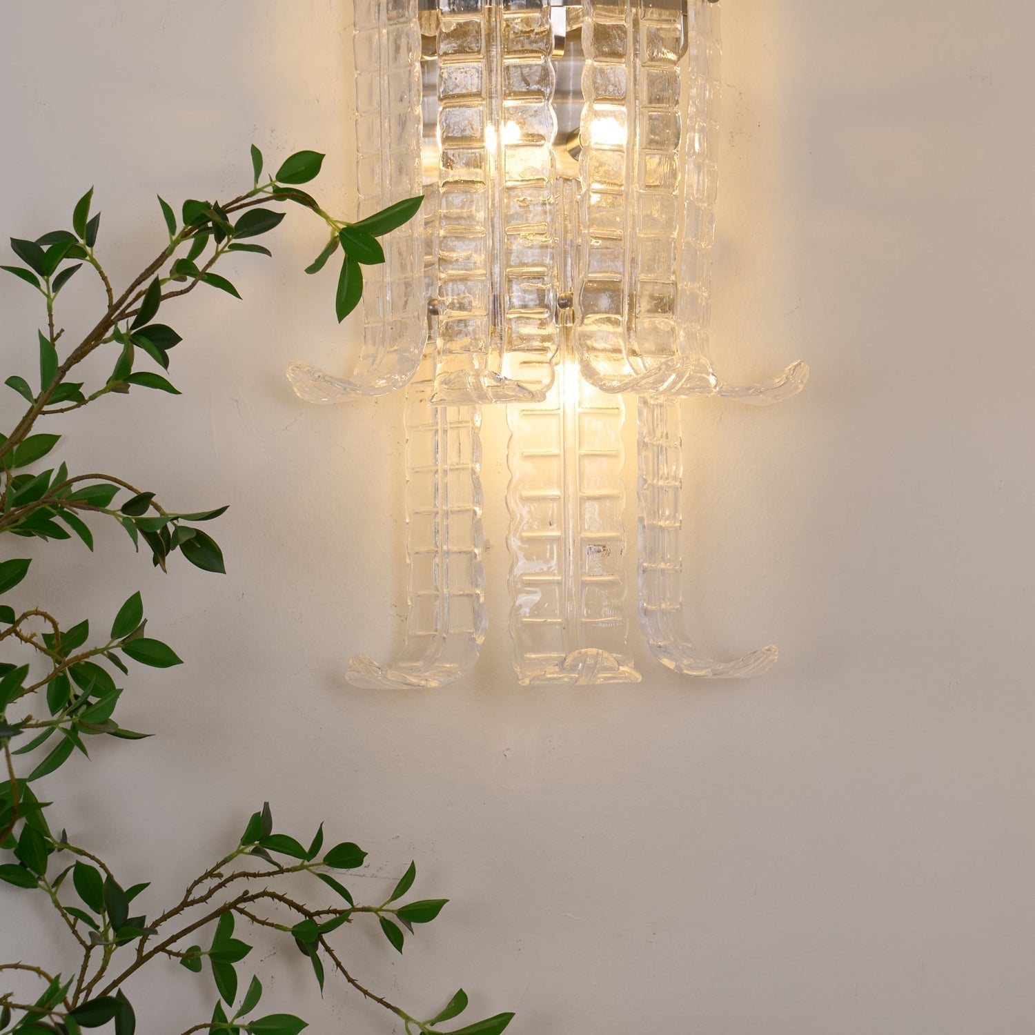 Luxury Murano Glass Textured Wall Sconce Modern Chrome Indoor Lighting Fixture