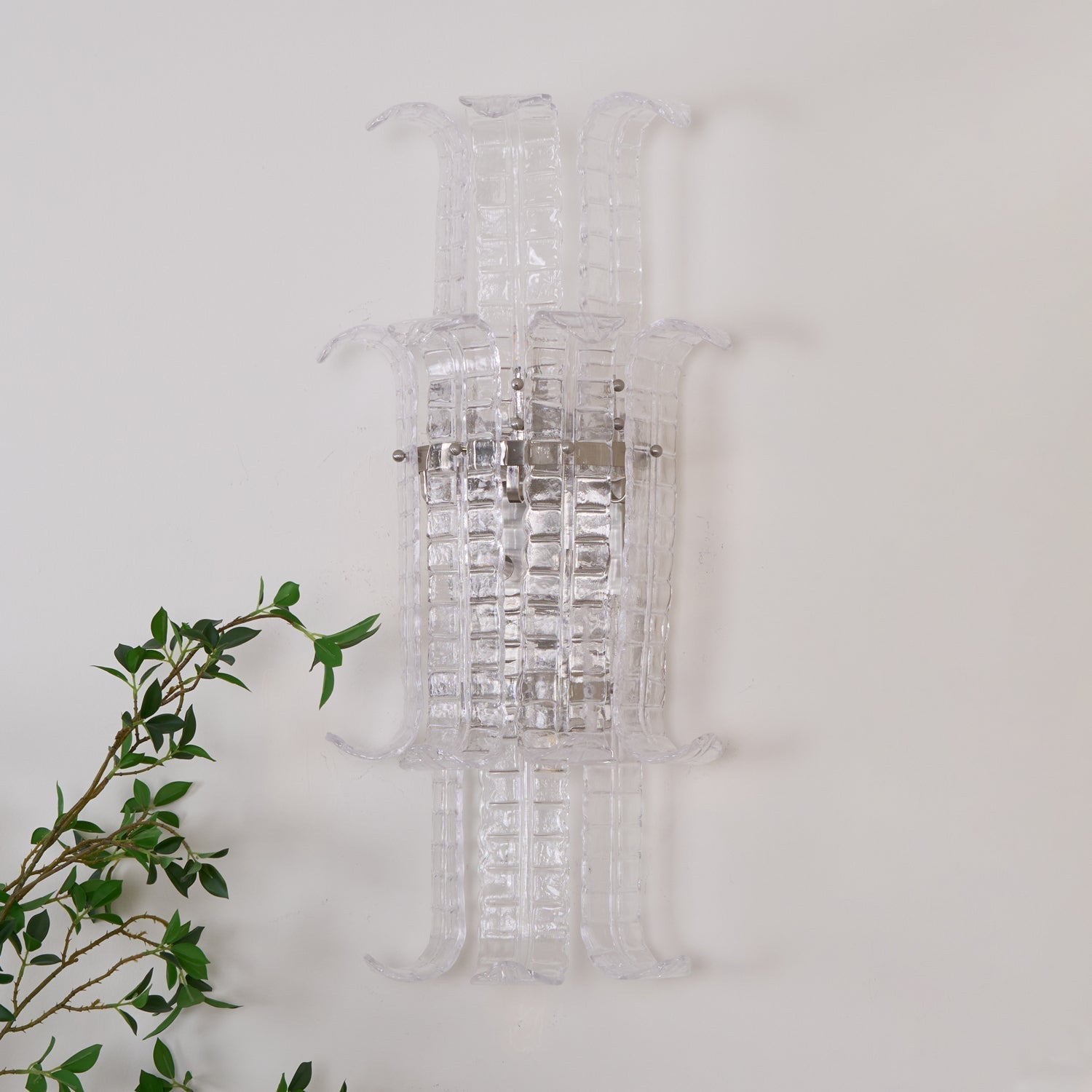 Luxury Murano Glass Textured Wall Sconce Modern Chrome Indoor Lighting Fixture