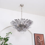 Luxury Murano Palmette Transparent Glass Chandelier Handcrafted Pendant Lighting Fixture