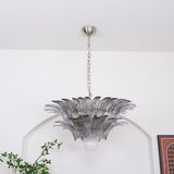 Luxury Murano Palmette Transparent Glass Chandelier Handcrafted Pendant Lighting Fixture