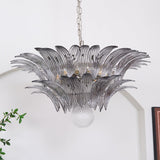 Luxury Murano Palmette Transparent Glass Chandelier Handcrafted Pendant Lighting Fixture
