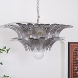 Luxury Murano Palmette Transparent Glass Chandelier Handcrafted Pendant Lighting Fixture