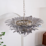Luxury Murano Palmette Transparent Glass Chandelier Handcrafted Pendant Lighting Fixture