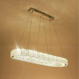 Luxury Oval Crystal Ring Pendant Chandelier Modern Gold and Chrome LED Hanging Ceiling Light