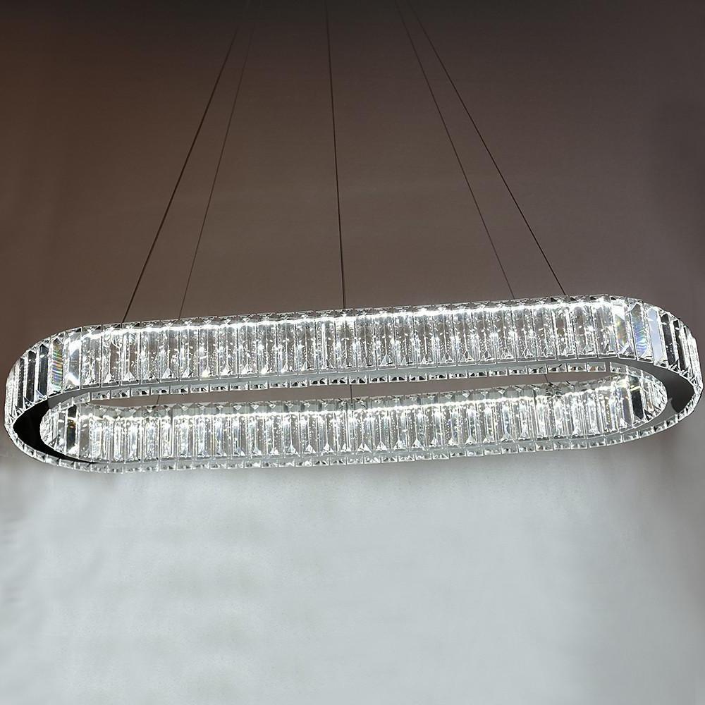 Luxury Oval Crystal Ring Pendant Chandelier Modern Gold and Chrome LED Hanging Ceiling Light