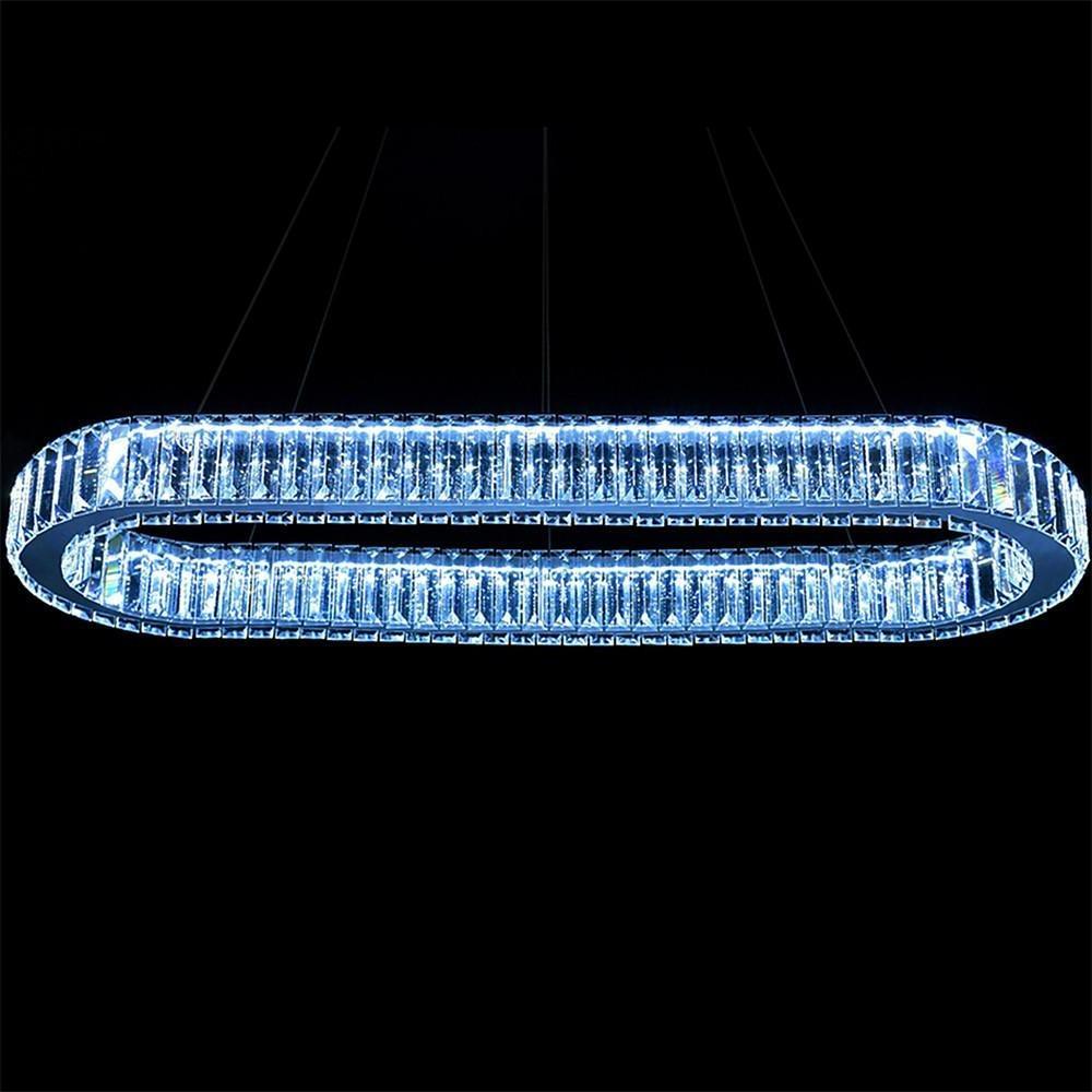 Luxury Oval Crystal Ring Pendant Chandelier Modern Gold and Chrome LED Hanging Ceiling Light