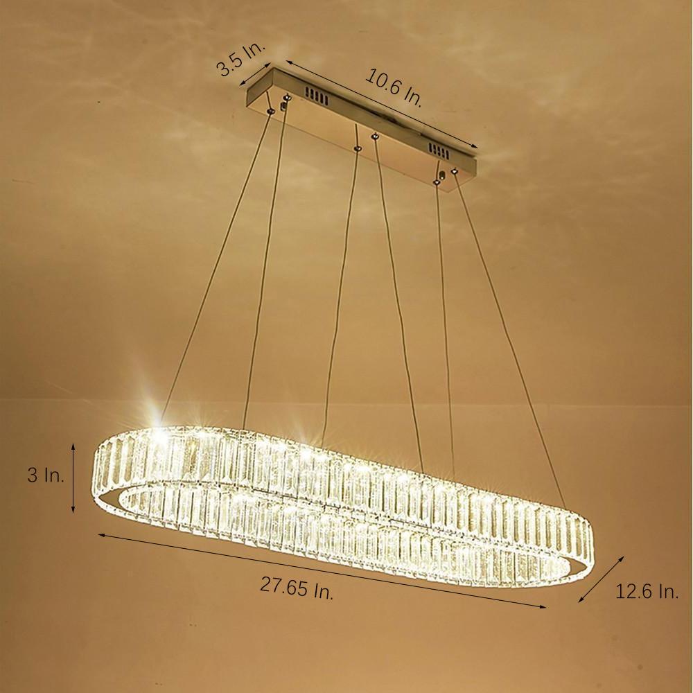 Luxury Oval Crystal Ring Pendant Chandelier Modern Gold and Chrome LED Hanging Ceiling Light