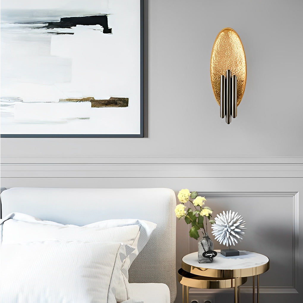 Luxury Oval Iron Wall Lamp Electroplated Postmodern Minimalist Sconce for Bedroom