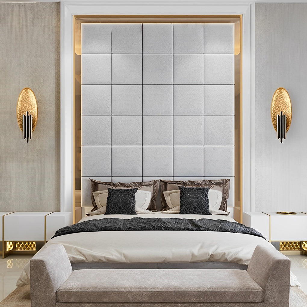 Luxury Oval Iron Wall Lamp Electroplated Postmodern Minimalist Sconce for Bedroom