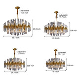Luxury Post Modern Copper Chandelier with Ribbed Glass Tube Shades
