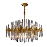 Luxury Post Modern Copper Chandelier with Ribbed Glass Tube Shades